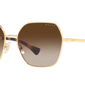 Ralph by Ralph Lauren Women's RA4138 Square Sunglasses, Shiny Gold/Gradient Brown, 58 mm