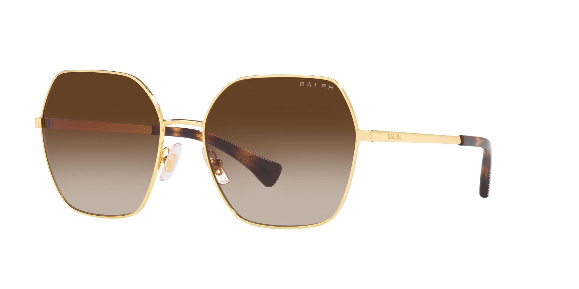 Ralph by Ralph Lauren Women's RA4138 Square Sunglasses, Shiny Gold/Gradient Brown, 58 mm