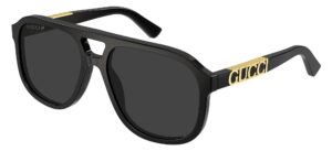 gucci gg1188s 001 black/grey pilot polarized unisex sunglasses