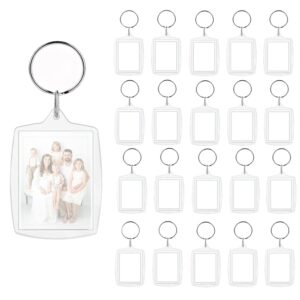 BetterJonny 20Pcs Acrylic picture Keychain Blanks Photo Keychain Clear in Photo Keychain Acrylic Picture Frame Keyrings (Rectangle)