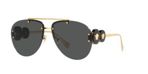 versace woman sunglasses gold frame, dark grey lenses, 63mm