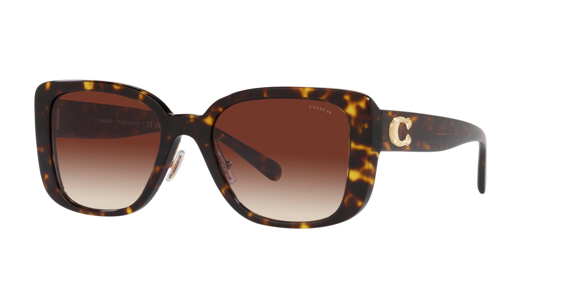 Coach HC8352 Sunglasses, Dark Tortoise/Dark Brown Gradient, 54 mm