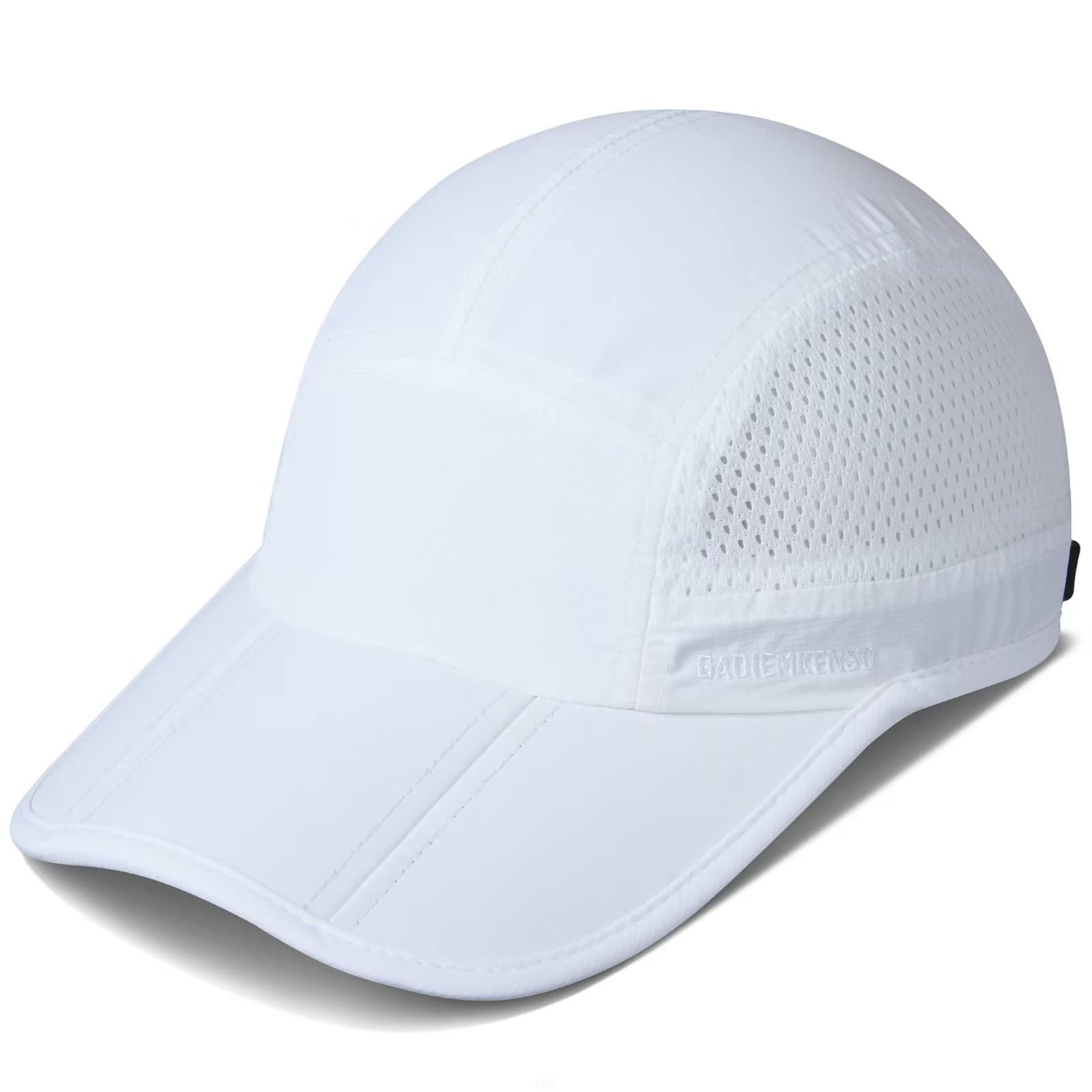 GADIEMKENSD Men Outdoor Hat Reflective Folding Running Sport Hats Summer Cool UPF 50 Sun Unstructured Baseball Caps for Men Women Breathable Light Quick Dry Travel Golf Hat White