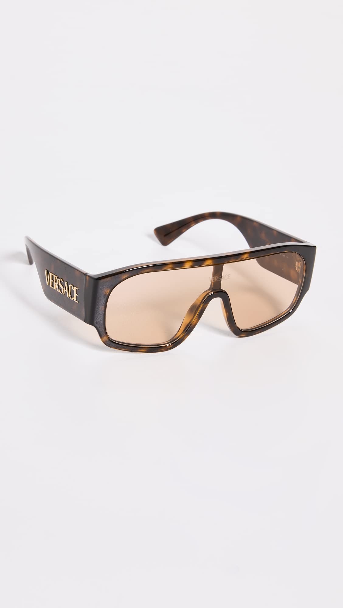 Versace VE 4439 108/73 Havana Plastic Shield Sunglasses Brown Lens