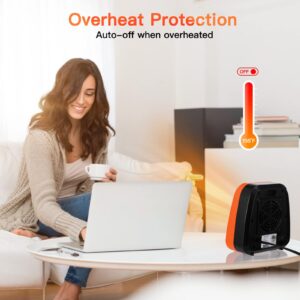 GiveBest Small Electric Space Heater, 400W Low Wattage Personal Heater with Tip Over Protection, Mini Quiet Space Heater Under Desk, Table Top Heater for Office Desk Room Home Indoor Use, Safe Heater