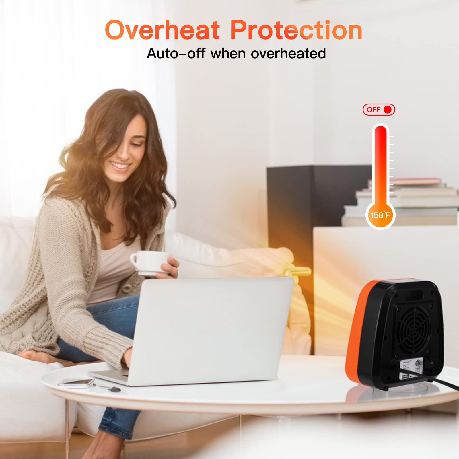 GiveBest Small Electric Space Heater, 400W Low Wattage Personal Heater with Tip Over Protection, Mini Quiet Space Heater Under Desk, Table Top Heater for Office Desk Room Home Indoor Use, Safe Heater