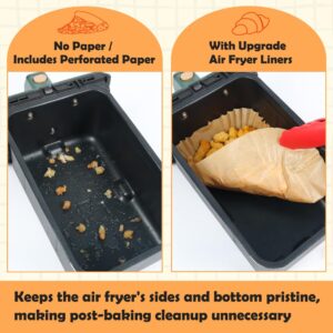 BYKITCHEN Air Fryer Disposable Paper Liner for Ninja Dual Air Fryer, Set of 100, Rectangle Air Fryer Liners Compatible with Double Air Fryer, Ninja DZ201/DZ401, Ninja Dual Air Fryer Accessories