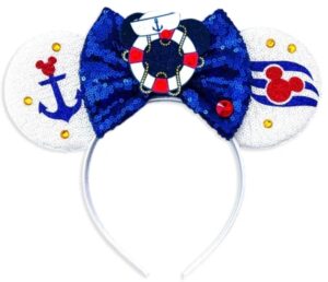 clgift cruise minnie ears, pick your color - boat, nautical, rainbow sparkle, classic red sequin mouse ears