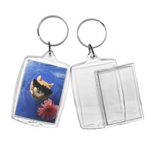 BetterJonny 20Pcs Acrylic picture Keychain Blanks Photo Keychain Clear in Photo Keychain Acrylic Picture Frame Keyrings (Rectangle)