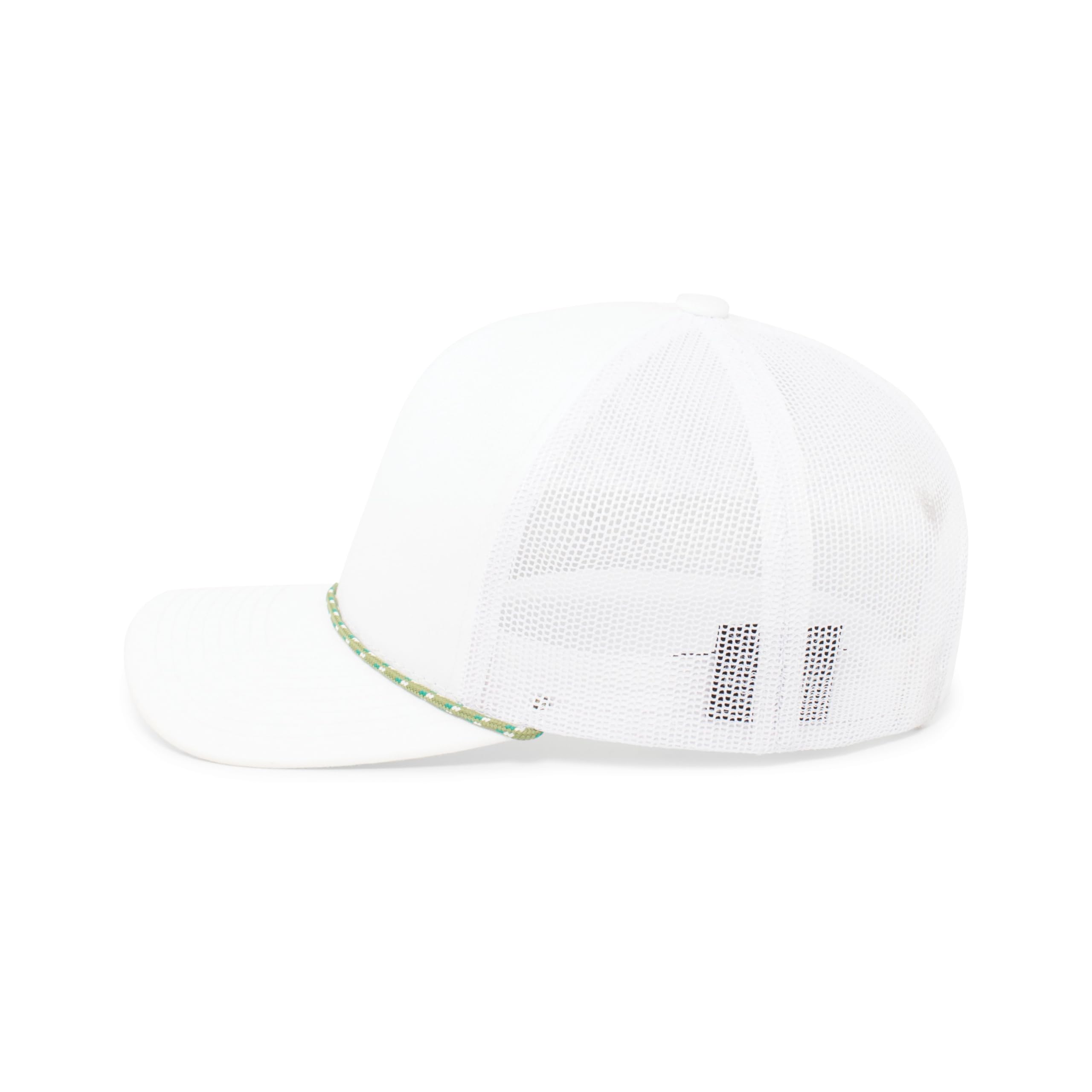 Pacific Headwear Trucker Snapback Braid Cap, White/Moss Green