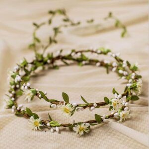 uongeod hjyhyn flower crown (2 packs) boho flower wreath artificial floral crown bridal headpiece greenery crown for wedding ceremony party festival