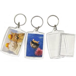 BetterJonny 20Pcs Acrylic picture Keychain Blanks Photo Keychain Clear in Photo Keychain Acrylic Picture Frame Keyrings (Rectangle)