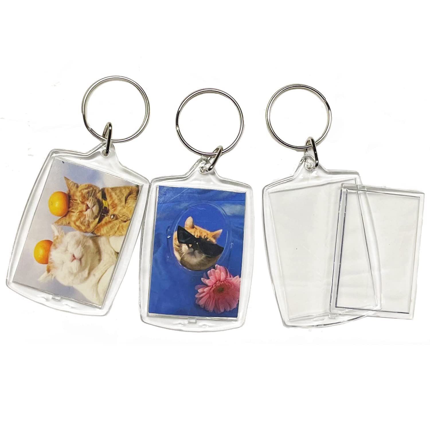 BetterJonny 20Pcs Acrylic picture Keychain Blanks Photo Keychain Clear in Photo Keychain Acrylic Picture Frame Keyrings (Rectangle)