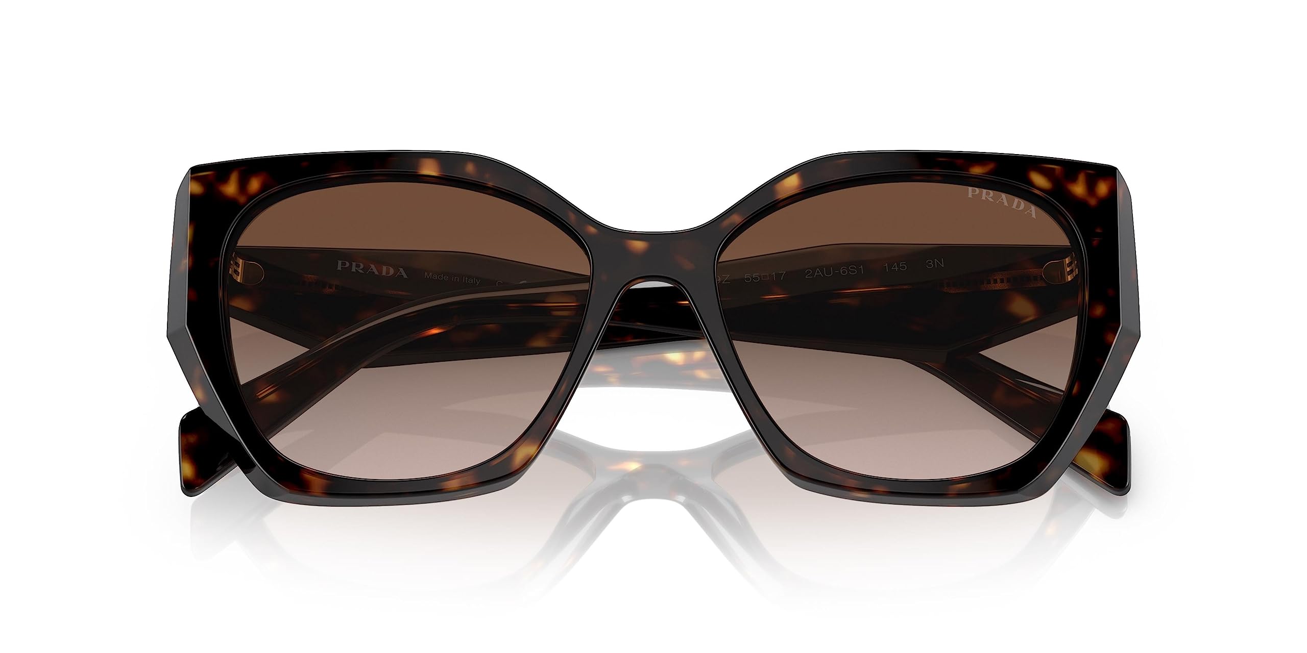 Prada PR 19ZS 2AU6S1 Tortoise Plastic Butterfly Sunglasses Brown Gradient Lens