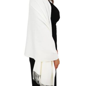 Ocomfly 100% Pashmina Scarf for Women - Premium Womens Scarves. Gift Boxed. Wrap or Coverup. Ultra Soft and Warm. Limited Available - White