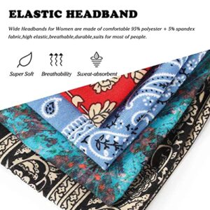 Acenail Boho Headbands Women Wide Head Bands Knotted Turban Headband Nonslip Elastic Hairbands Floral Hairband Workout Hair Scarfs Yoga Sweatbands Bohemian Head Wraps for Women 4Pcs(#5 Gorgeous)