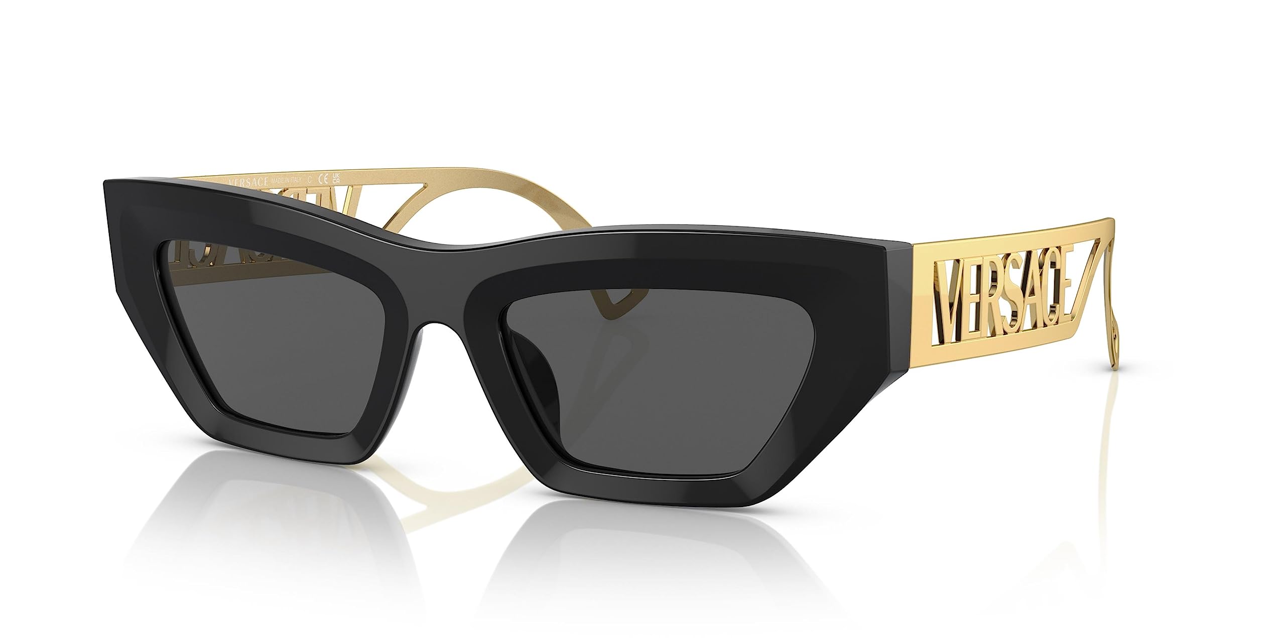 Versace VE 4432U GB1/87 Black/Gold Plastic Fashion Sunglasses Grey Lens