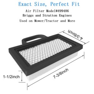 499486S 698754 Air Filter,Compatible with 499486 Lawn Mower Air Filter Cartridge, Fit BS 18-26 HP Intek V-Twins Engine Air cleaner