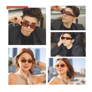 VANLINKER Black Small Rectangle Thin Narrow Skinny polarized Sunglasses for Women Retro 90s Trendy UV400 Protection Square Shades VL9680