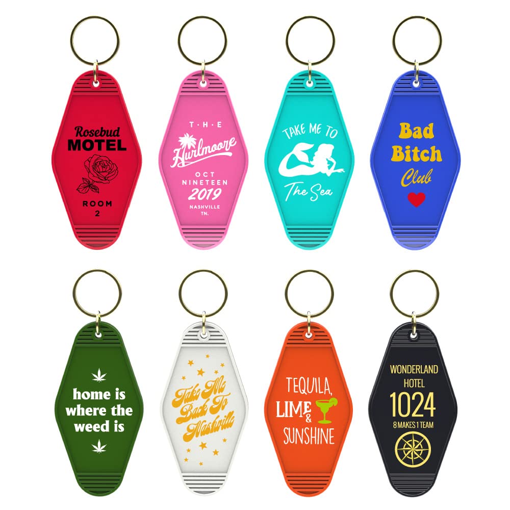 Grozon 200PCS Custom Bulk Keychain Personalized Motel Keychain Hotel Key Tag Vintage Key Chain Promotional Items with Your Logo/Text/Picture