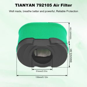 TIANYAN Air Filter Compatible with BS 792105 276890 4163205 4163206 44H777 Lawn Mower Air filter with Pre Filter(2PCS)