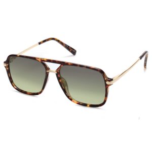 SOJOS Sunglasses for Women & Men, Square, Retro, Polarized Lens, Trendy Aviator, 90s Shades (SJ2229, Yellow Tortoise Green)