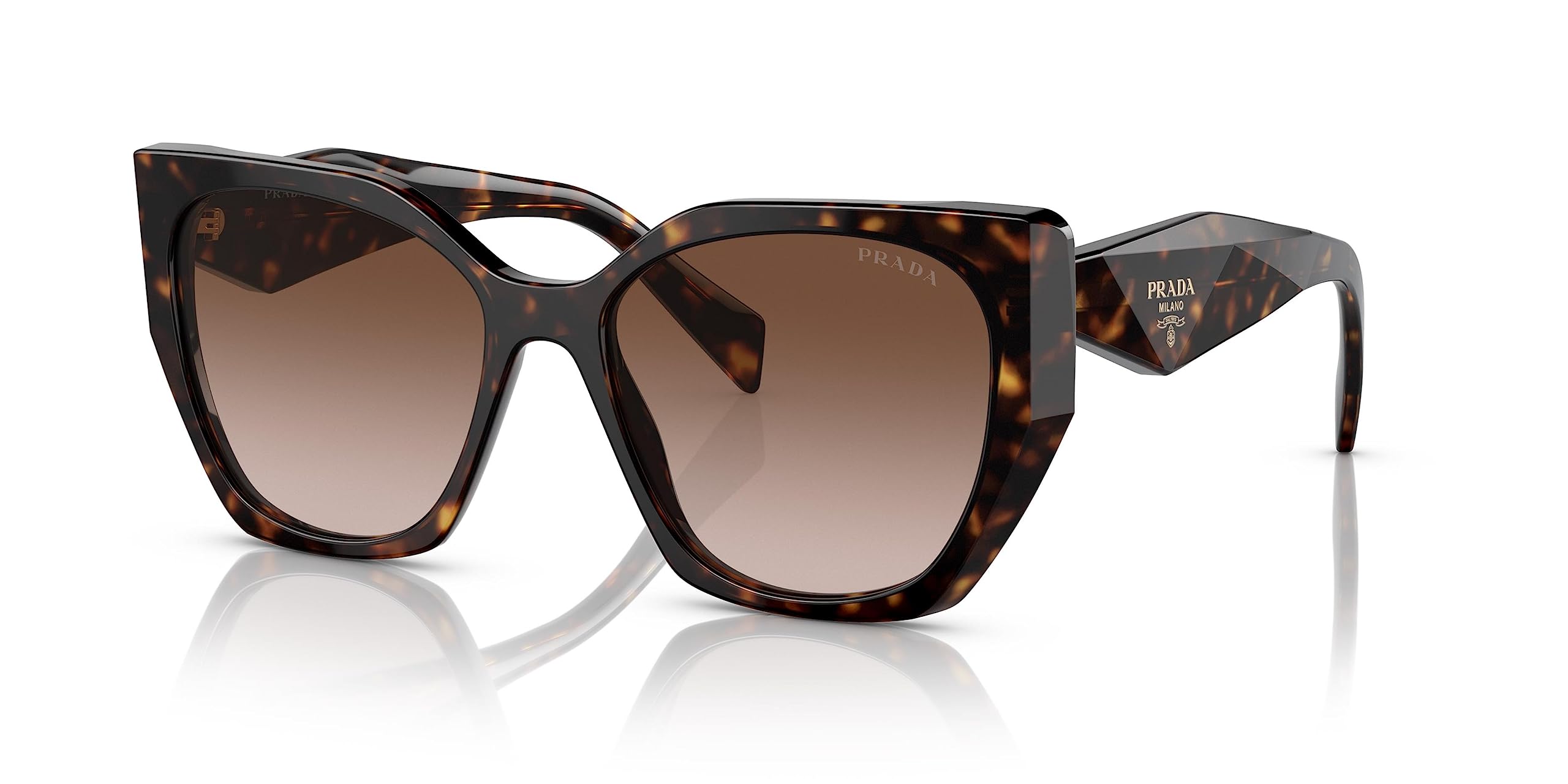 Prada PR 19ZS 2AU6S1 Tortoise Plastic Butterfly Sunglasses Brown Gradient Lens