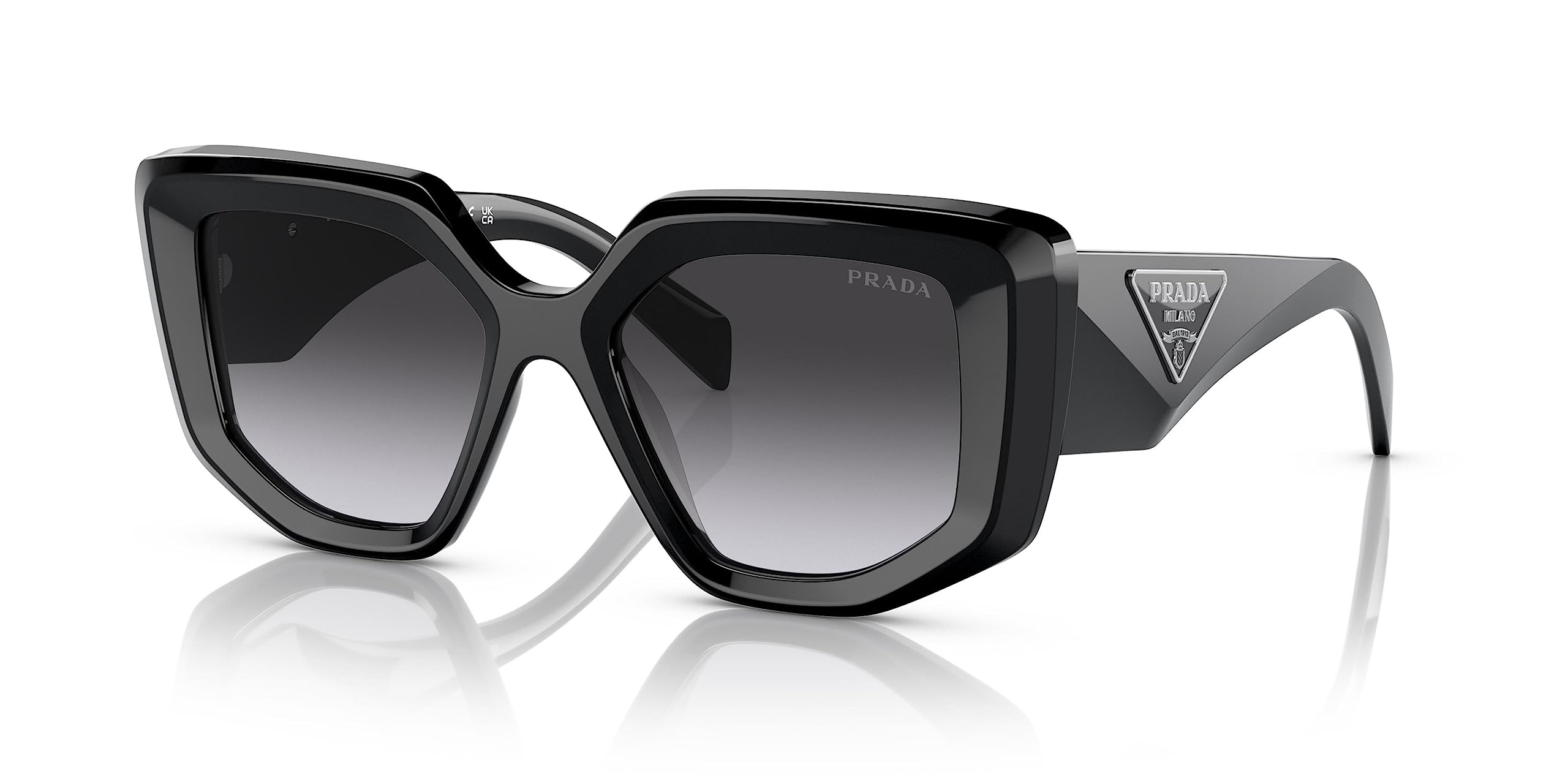 Prada PR 14ZS 1AB09S Black Plastic Fashion Sunglasses Grey Gradient Lens