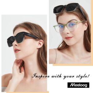 Meeloog Large Polarized Fit Over Glasses Sunglasses For Women Men, Oversized Trendy Square Shades For Driving Riding MST0110 (P1 Gradient Black Frame/Black Lens)