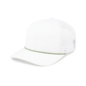 Pacific Headwear Trucker Snapback Braid Cap, White/Moss Green