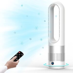 kiami bladeless cooling fan, 22 inch tower fan, 80° oscillating pedestal fan with remote control, 8 speeds, 8h timer, led display with auto off, portable quiet cooling fan for bedroom, home, office