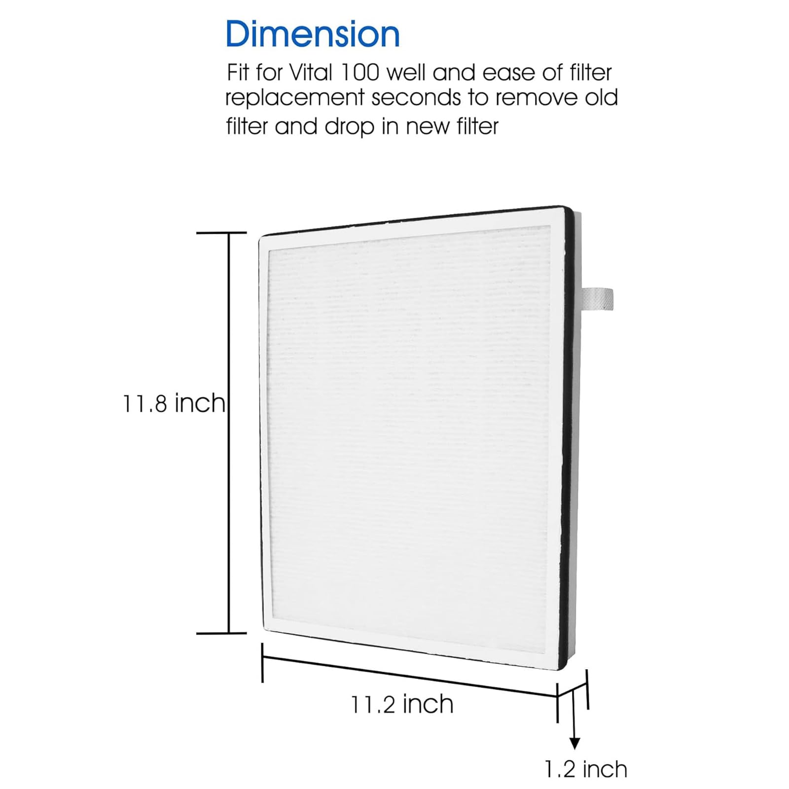 Vital 100 Purifier Filter Compatible with LEVOIT True HEPA High-Efficiency filter, Replacement Part# Vital 100-RF, 2Pack