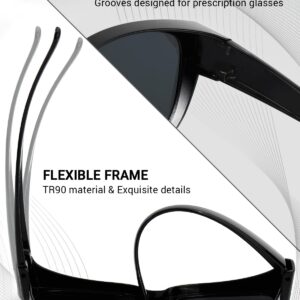 Meeloog Large Polarized Fit Over Glasses Sunglasses For Women Men, Oversized Trendy Square Shades For Driving Riding MST0110 (P1 Gradient Black Frame/Black Lens)