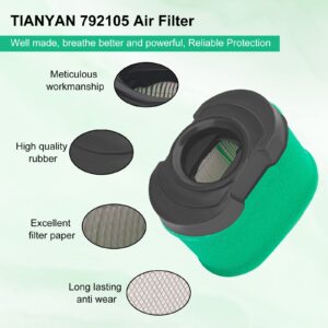 TIANYAN Air Filter Compatible with BS 792105 276890 4163205 4163206 44H777 Lawn Mower Air filter with Pre Filter(2PCS)