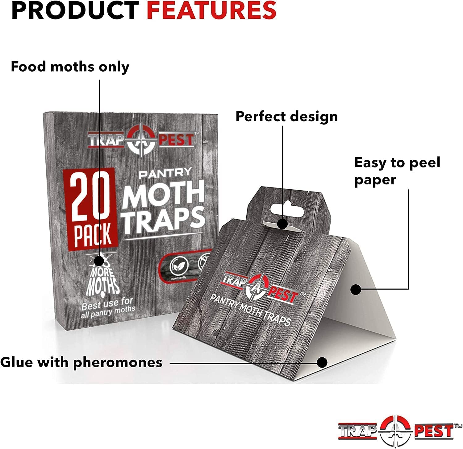 20 Pack Pantry Moth Traps - Safe and Effective for Food and Cupboard - Glue Traps with Pheromones for Pantry Moths - Trap a Pest