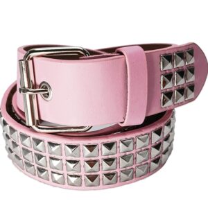 Punk Studded Belt for Women Rock Threads Goth Stud Pyramid Gothic Clothing (Pink)