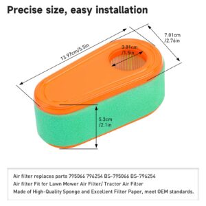 AWSZH 795066 Air Filter with 796254 Pre Filter Fits 5419 5419K 100-673 for 775EX 800E 825E 850 850E 875EX 950E DOV 700 111P02 7.75hp 8.50-8.75HP Engines for Troy Bilt TB360 Lawn Mower Air Filter 1 PC