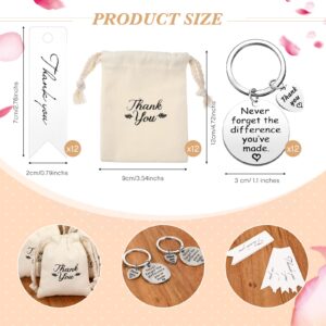 Yinkin 36 Pcs Employee Appreciation Gift for Coworker Thank You Gifts Bulk Keychain with Drawstring Bags and Cards(White)