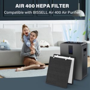 Air400 Replacement Filter for Bissell Air400, H13 True HEPA and Activated Carbon Pack with 8 Pre-Filter, Compared to Part #2521,2520,3365