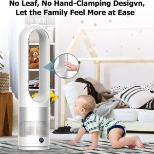 KIAMI Bladeless Cooling Fan, 22 inch Tower Fan, 80° Oscillating Pedestal Fan with Remote Control, 8 Speeds, 8H Timer, LED Display with Auto Off, Portable Quiet Cooling Fan for Bedroom, Home, Office