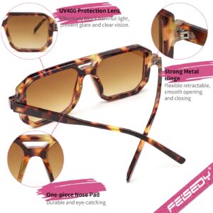 FEISEDY Retro Sunglasses for Women Men Trendy Aviator Sunglasses Classic Square Frame Shades B2939