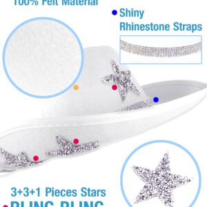 YBHOMINE White Cowgirl Hat with Heart Sunglasses - Cowboy Hat with Glitter Star Fits Women for Bachelorette Themed Party(Glitter Star)