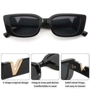 FEISEDY Small Rectangle Sunglasses for Women Men Vintage Trendy Y2K Rectangular Sunglasses B9066