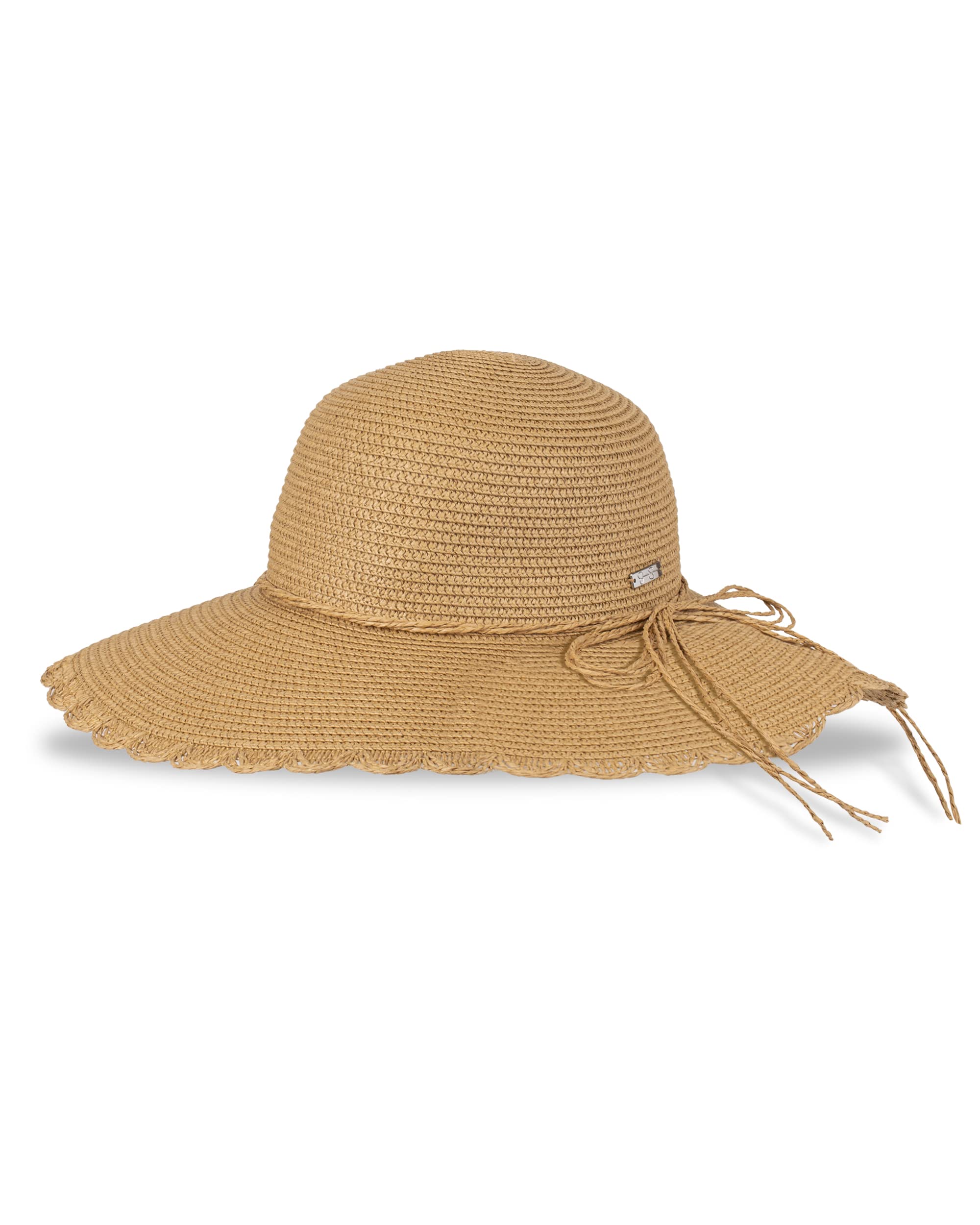 Jessica Simpson Womens Wide Brim Straw Hat, Tan, One Size