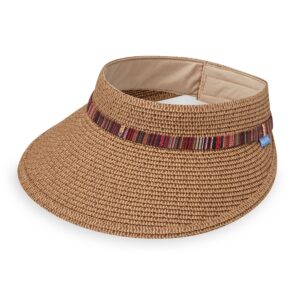 Wallaroo Hat Company – Women’s Sedona Sun Visor – Wide Brim, Packable Design and Adjustable Sizing for Medium Crown Sizes – Versatile Style for Outdoor Activities and Casual Summer Looks (Camel)