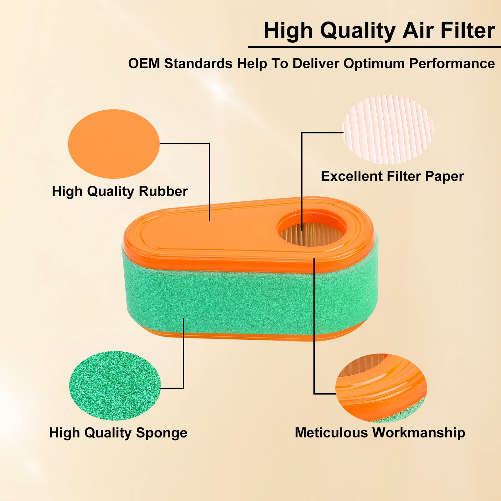 TIANYAN 795066 796254 Air filter Replacement For 775 775EX 800 800E 825E 850 850E 875EX 950E Series Engine HD775HW HU775AWD HU775BBC HU775H HU775HW Troy Bilt TB360 Lawn Mower Air Filter(2 PCS)