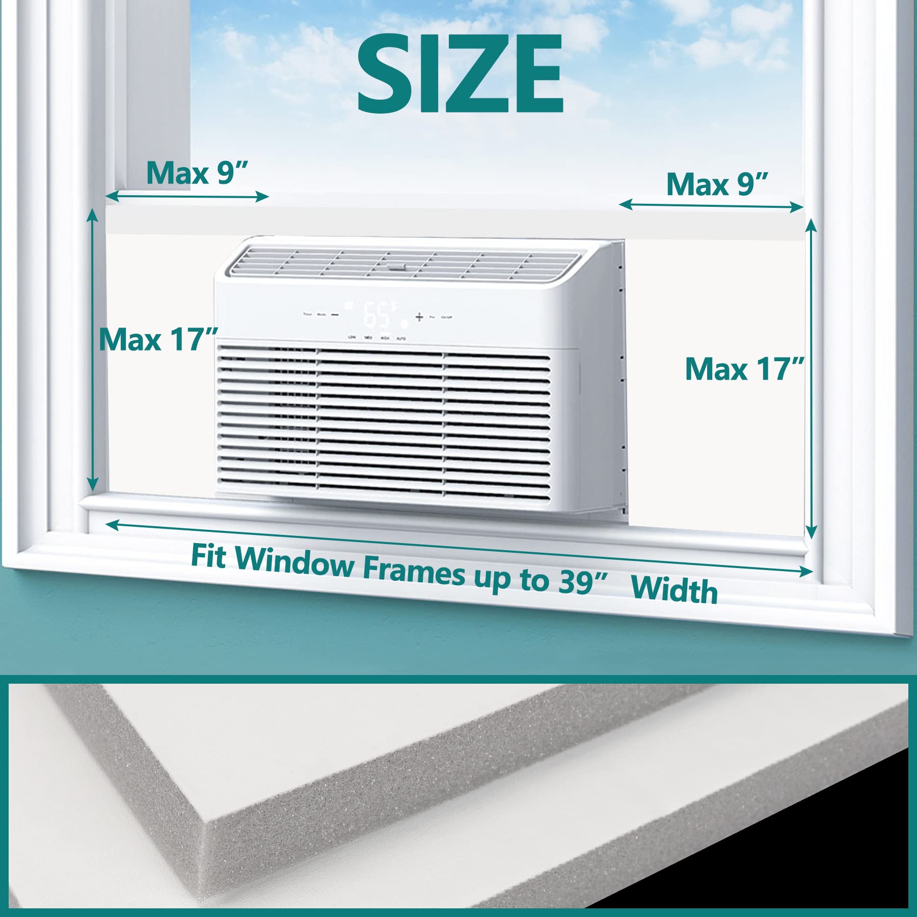 Daisypower Surround Insulation Side Panels for Indoor Window Air Conditioner Unit,AC Foam Insulated Panel Kits,17in H x 9in W AC Side Panels Kit with Weather Seal Tape for AC Cover Accessroies