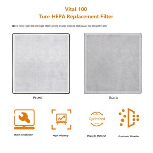 Vital 100 Purifier Filter Compatible with LEVOIT True HEPA High-Efficiency filter, Replacement Part# Vital 100-RF, 2Pack