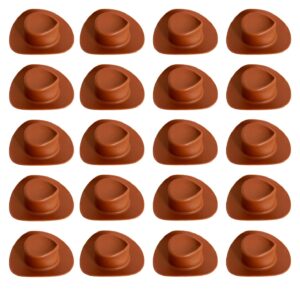 20 Pieces Mini Cowboy Hat Mini Western Cowboy Hat Brown Plastic Mini Cowboy Hat for Crafts Mini Cowboy Hats Mini Sombrero Hats Drink Hat Cowgirl Hat Doll Hat Mini Cowgirl Hats for Drinks(Brown)