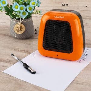 GiveBest Small Electric Space Heater, 400W Low Wattage Personal Heater with Tip Over Protection, Mini Quiet Space Heater Under Desk, Table Top Heater for Office Desk Room Home Indoor Use, Safe Heater